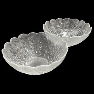 Vintage 1970s Arcoroc France Country Wheat Set of 2 Glass Salad Serving Bowls